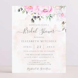 Lámina Invitación de ducha de novia floral color de agua 