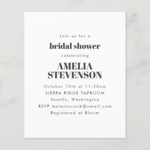 Lámina Invitación de Ducha de Novia Minimalista Blanca Ec