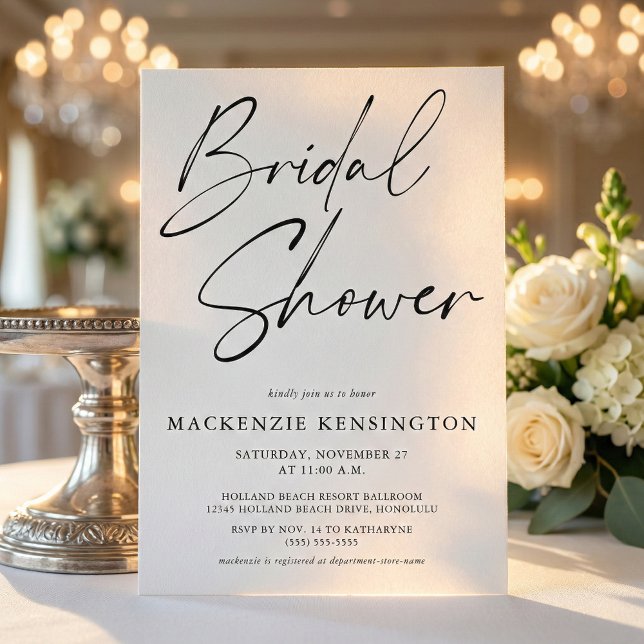 Lámina Invitación de Ducha de Novia Moderna en Negro y Bl (Subido por el creador)