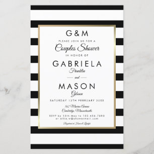 Lámina Invitación de ducha de parejas con raya de monogra