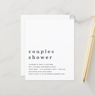 Lámina Invitación de ducha de parejas de texto Minimalist