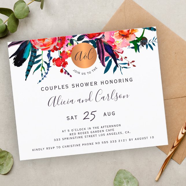 Lámina Invitación de ducha para parejas con flores de acu (Subido por el creador)