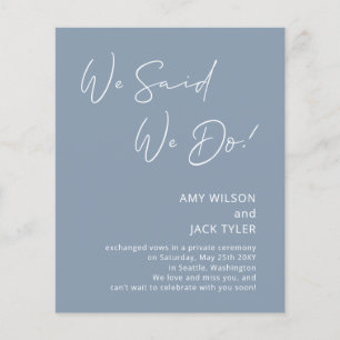 Lámina Invitación de Elopement Blue Dusty Budget