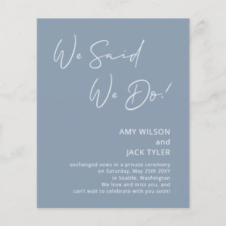 Lámina Invitación de Elopement Blue Dusty Budget