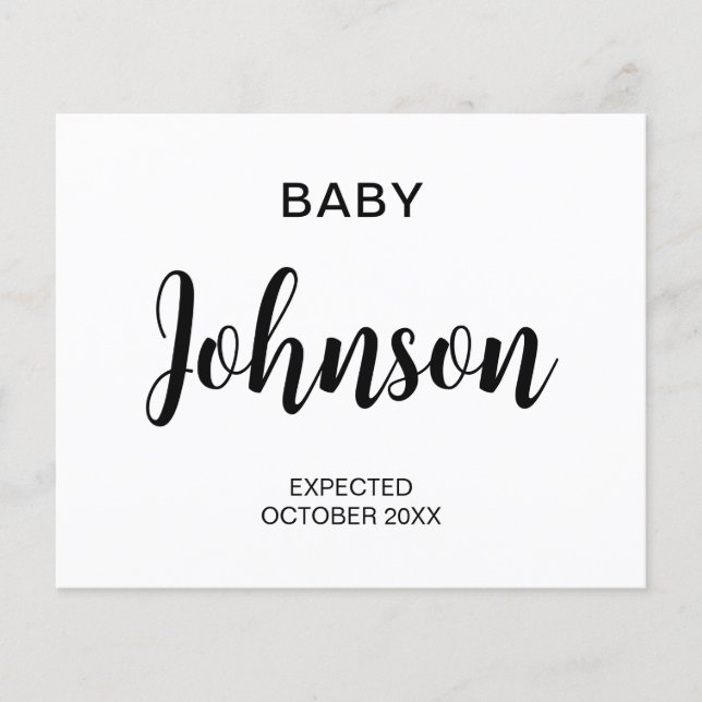 Lámina Invitación de embarazo de presupuesto moderno (Anverso)