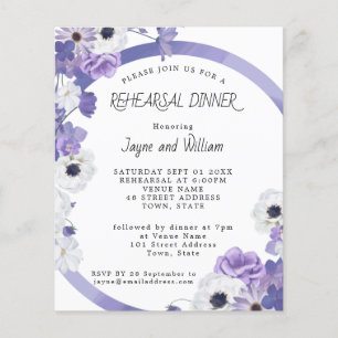 Lámina Invitación de ensayo con marco floral morado econó