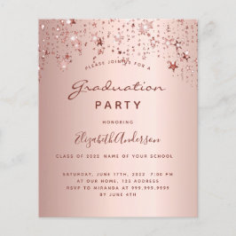Lámina Invitación de estrellas de oro rosa para fiesta de