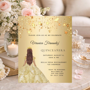 Lámina Invitación de estrellas de vestir de oro de Quince