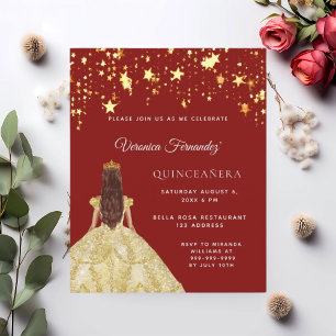 Lámina Invitación de estrellas de vestir de oro rojo de Q