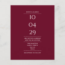 Invitación de fecha de Boda de Borgoña de presupue