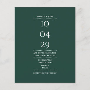 Lámina Invitación de fecha de boda de esmeralda verde pre