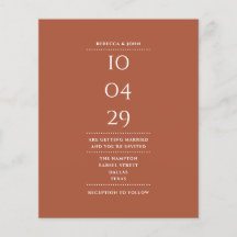 Invitación de fecha de Boda de Terracotta presupue