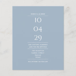 Lámina Invitación de fecha de boda polvorienta azul presu