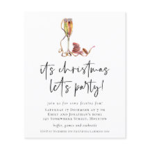 Invitación de Fiesta a Navidades de champagne de p