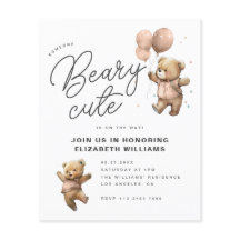 Invitación de fiesta de baby shower de osito de pe