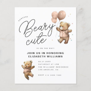 Lámina Invitación de fiesta de baby shower de osito de pe