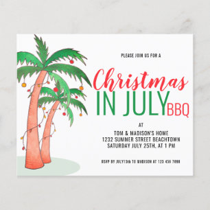 Lámina Invitación de fiesta de BBQ de Navidad en Julio co