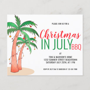 Lámina Invitación de fiesta de BBQ de Navidad en Julio co