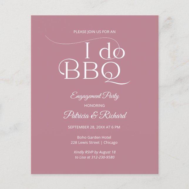 Lámina Invitación de fiesta de compromiso Budget I DO BBQ (Anverso)