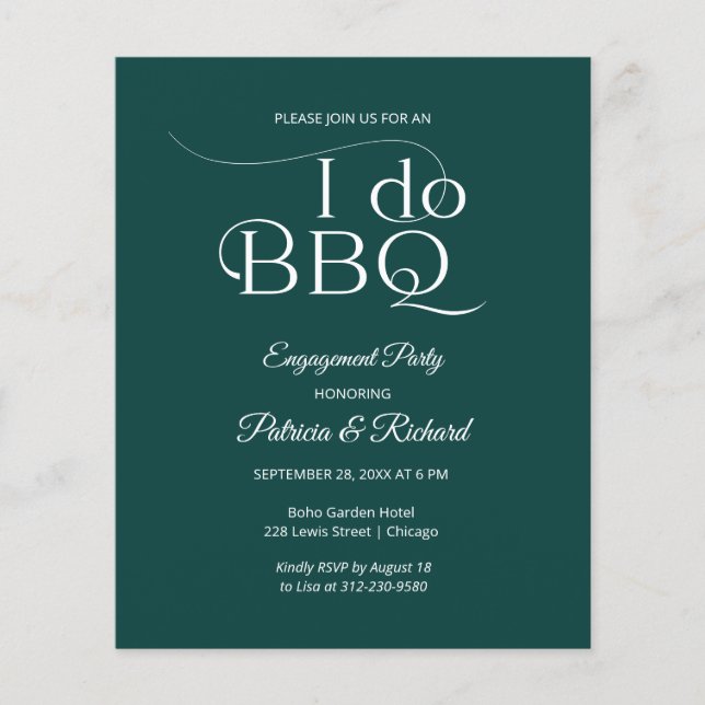 Lámina Invitación de fiesta de compromiso Budget I DO BBQ (Anverso)