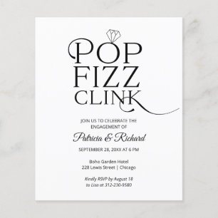 Lámina Invitación de fiesta de compromiso Budget Pop Fizz