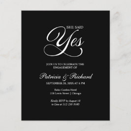 Lámina Invitación de fiesta de compromiso con presupuesto