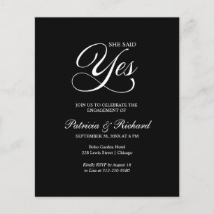 Lámina Invitación de fiesta de compromiso con presupuesto