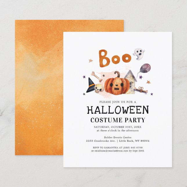Lámina Invitación de fiesta de disfraces de Halloween par (Anverso / Reverso)