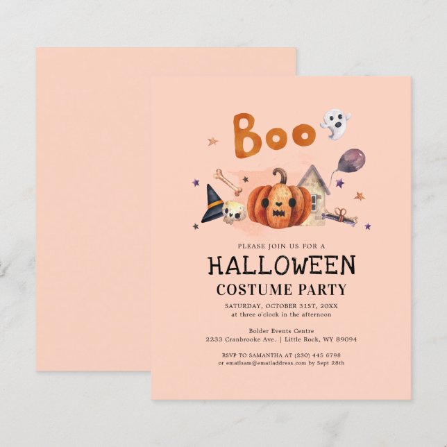 Lámina Invitación de fiesta de disfraces de Halloween par (Anverso / Reverso)