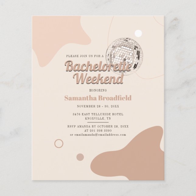 Lámina Invitación de fiesta de fin de semana de Bachelore (Anverso)