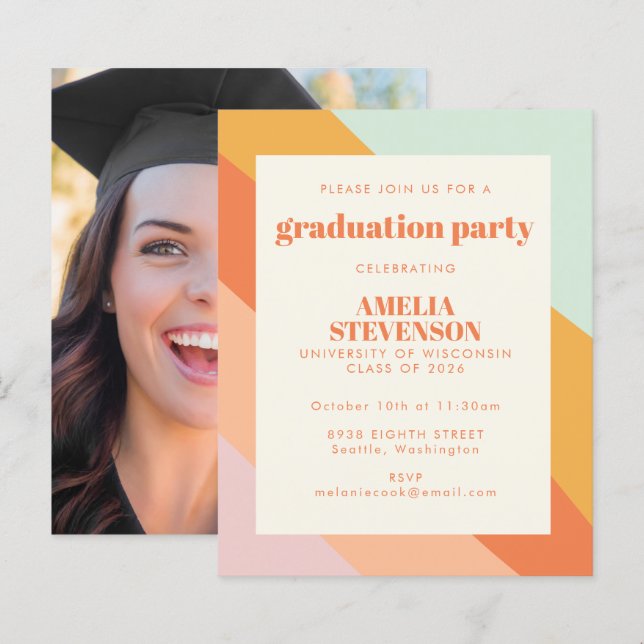 Lámina Invitación de Fiesta de foto de bandas retro de pr (Anverso / Reverso)