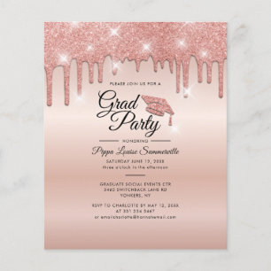 Lámina Invitación de fiesta de graduación 2026 en rosa or