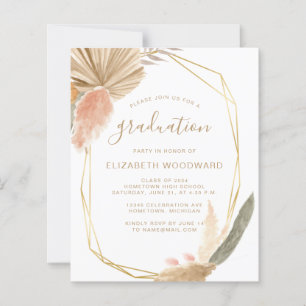 Lámina Invitación de Fiesta de Graduación Boho Económica 