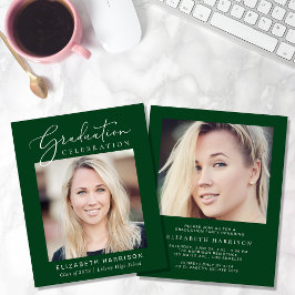 Lámina Invitación de fiesta de graduación con foto verde 