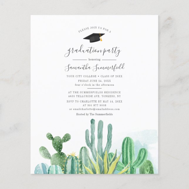 Lámina Invitación de fiesta de graduación de Cacti de col (Anverso)