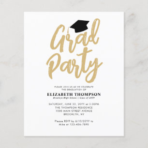 Lámina Invitación de FIESTA de Graduación de Gorra de Oro