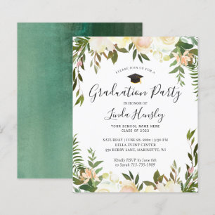 Lámina Invitación de fiesta de graduación floral con vege