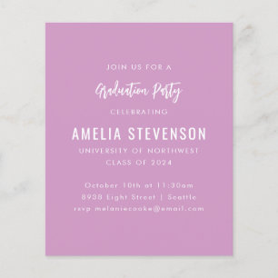 Lámina Invitación de fiesta de graduación minimalista púr