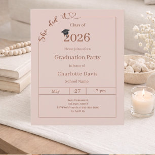 Lámina Invitación de fiesta de graduación rosa claro Blus