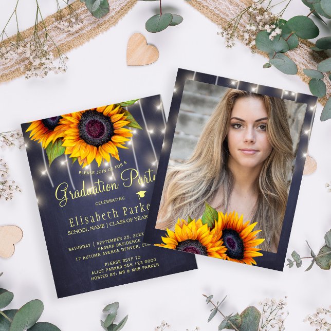Lámina Invitación de fiesta de graduación rústica con FOT (Subido por el creador)
