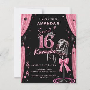 Lámina Invitación de fiesta de karaoke Glam Pink Sweet 16