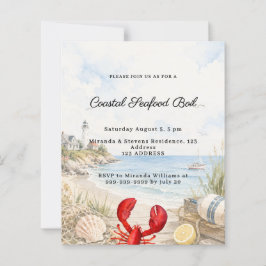 Lámina invitación de fiesta de mariscos hervidos en la co