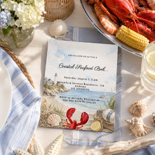 Lámina invitación de fiesta de mariscos hervidos en la co