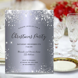 Lámina Invitación de fiesta de Navidad con brillo platead