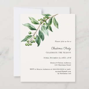 Lámina invitación de fiesta de Navidad con follaje de mué