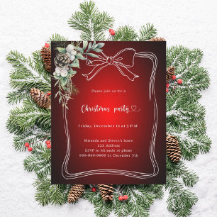Lámina invitación de fiesta de Navidad con pino verde laz