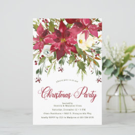 Lámina Invitación de fiesta de Navidad con poinsettia eco