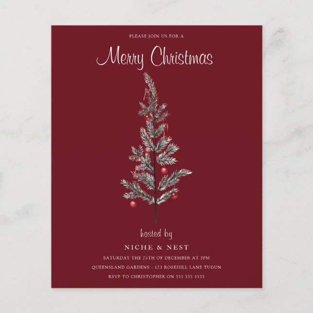 Lámina Invitación de fiesta de Navidad de vacaciones de á (Anverso)
