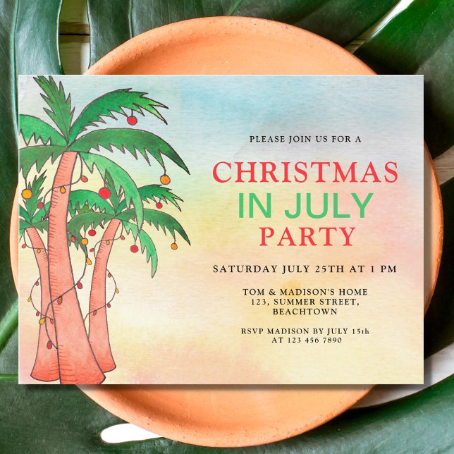 Lámina Invitación de fiesta de Navidad en julio con palme (Subido por el creador)