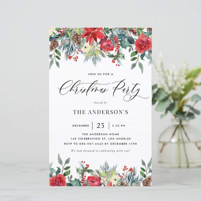 Lámina Invitación de Fiesta de Navidades de las flores de (Anverso de pie)